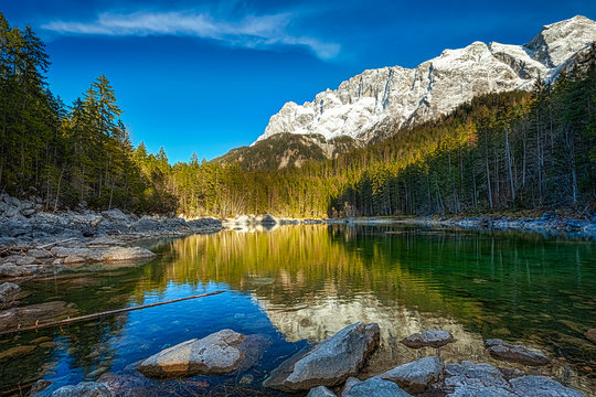 Frillensee lake and Zugspitze - the highest mountain in Germany © Dmitry Rukhlenko
