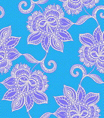 Fototapeta na wymiar seamless vector lace pattern with floral motifs. Mexican style.