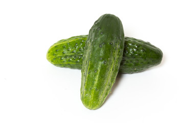 Fresh Green Cucumber Fruits on White.
