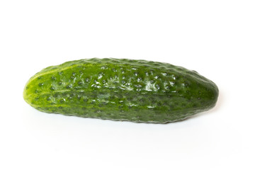 Fresh Green Cucumber Fruit on White.