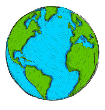 Hand drawn Globe Earth. Vector illustration