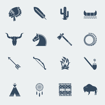 American native indians icons isoated