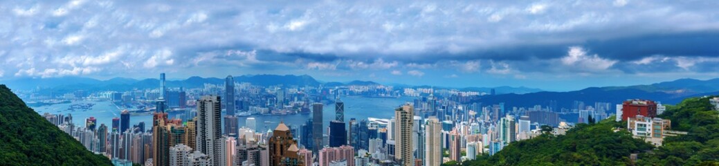 Naklejka premium Panoramic skyline and cityscape of Hongkong