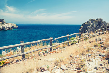 Fototapeta na wymiar View of the sea coast. Beautiful summer landscape.
