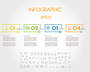 colorful rectangular linear infographic with four steps