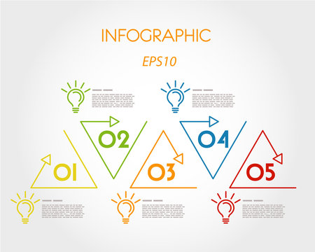 colorful linear infographics with bulbs