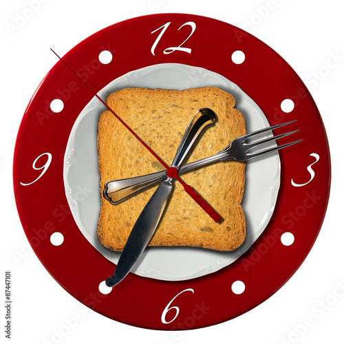 "Breakfast Time Concept Clock. Clock composed by a white plate and a