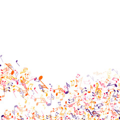 Vector Illustration of an Abstract Background with Colorful Music Notes