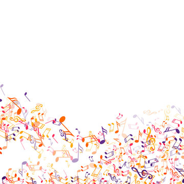 Vector Illustration of an Abstract Background with Colorful Music Notes