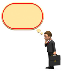 pensive businessman on white background