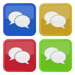 four square icons with speech bubbles