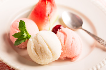 Tasty ice cream with watermelon
