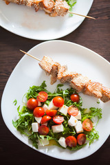 salmon teriyaki with vegetable salad