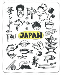 Doodle set of Japan.