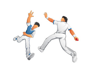 Fototapeta na wymiar Cricket Player - Illustration