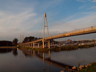 Modern pedestrian bridge in Gizycko port