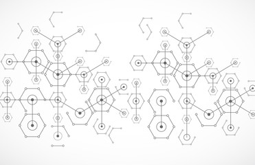 Abstract white bright technology hexagonal background. Connectio