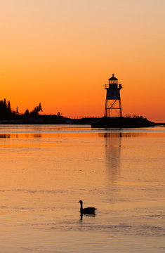 Morning Light Harbor Grand Marais Lighthouse Lake Superior Minne