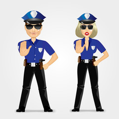 confident policeman and policewoman