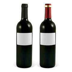 Set of vector wine bottles with blank labels. Illustration contains gradient meshes.