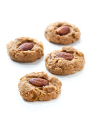 Homemade almond cookies on white background