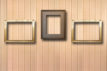 Plakat Gilded wooden frames for pictures on background