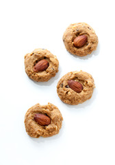 Homemade almond cookies on white background