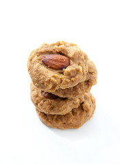Homemade almond cookies on white background