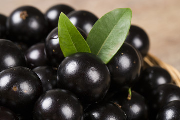 Berry Jaboticaba in bowl on wooden table