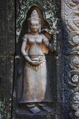 Angkor woman bas-relief, Cambodia