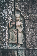 Angkor woman bas-relief, Cambodia