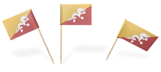 Various cocktail flags of Bhutan isolated on white.(series)