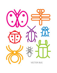 Graphic icon bug cute, vector