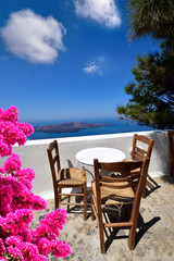 Terrace on the seaside in Santorini