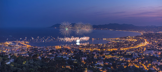 Firework in Cannes. 14th july 2015 , French national day