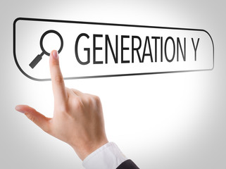 Generation Y written in search bar on virtual screen