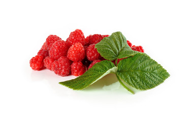 Raspberry close up on a white background