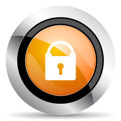 padlock orange icon secure sign