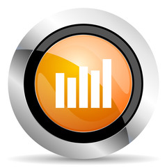 graph orange icon bar graph sign