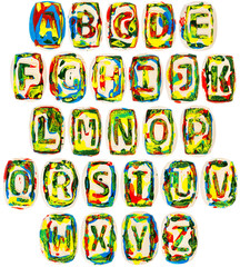 Colorful handmade of white clay alphabet