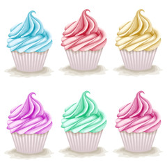 Set of cupcakes