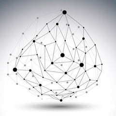 Spatial technological shape with shadow, polygonal single color