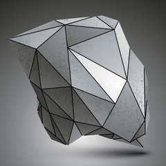 Deformed sharp metallic stone shaped object created from geometr