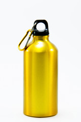 Aluminum bottle water isolated white background