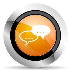 forum orange icon chat symbol bubble sign