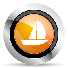 yacht orange icon sail sign
