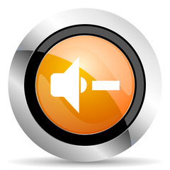 speaker volume orange icon music sign