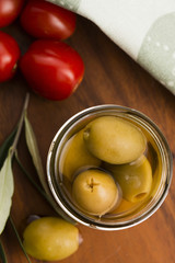 pickled olives and olive tree branch
