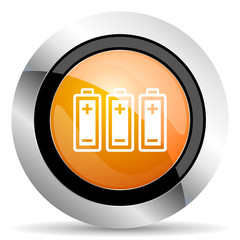 battery orange icon power sign