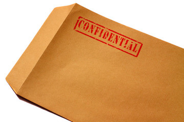 Envelope confidential.
Manila envelope with confidential stamped on it.